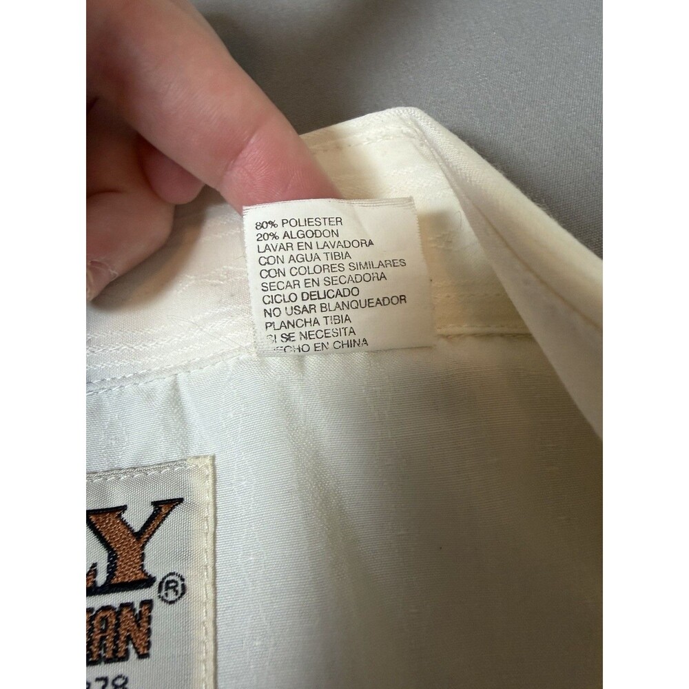 ELY Cattleman Western Pearl Snap Shirt Men’s 16.5 / 36 White Long Sleeve - Picture 13 of 15